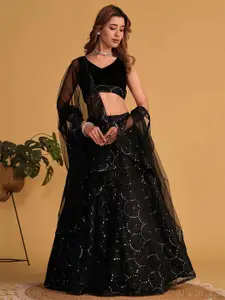 DIVASTRI Sequinned Semi-Stitched Lehenga & Unstitched Blouse With Dupatta