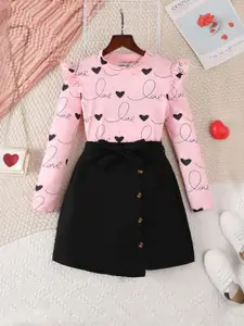 INCLUD Girls Printed Top with Skirt