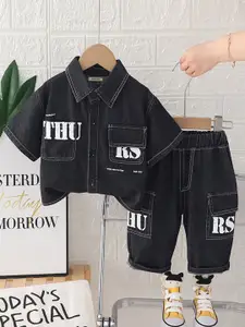 INCLUD Boys Printed Short Sleeves Shirt With Trousers