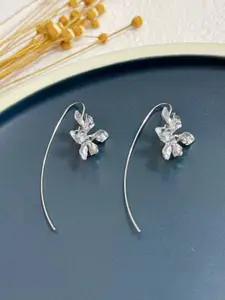 KRENOZ Silver-Plated Floral Hoop Earrings