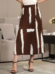 OTABU Printed Midi Pleated A-Line Skirt