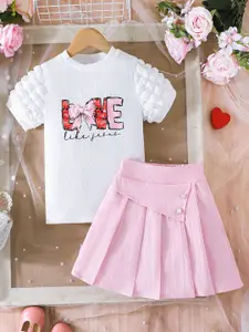 INCLUD Girls Printed Top with Skirt