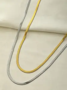 Voylla Rhodium-Plated Stainless Steel Duo Double Layered Necklace