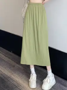 Outzidr High Waist Straight Midi Skirt