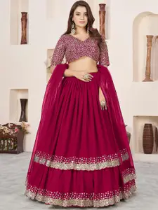 DIVASTRI Embellished Sequinned Semi-Stitched Lehenga & Unstitched Blouse With Dupatta