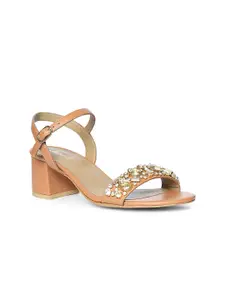 Saint G Women Embellished Leather Block Sandals