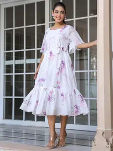 Janasya Floral Printed Fit & Flare Ethnic Dress