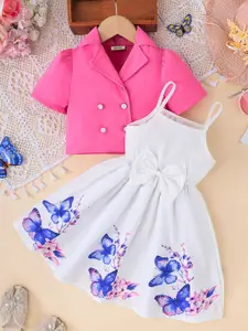 INCLUD Girl Butterfly Print Bow Fit & Flare Dress With Top