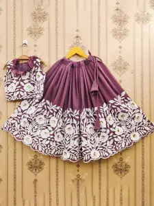 BAESD Girls Embroidered Thread Work Ready to Wear Lehenga &