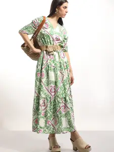 Vero Moda Women Ethnic Motifs Printed V-Neck  A-line Maxi Dress