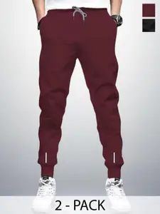 REYA Men Pack Of 2 Mid Rise Cotton Joggers