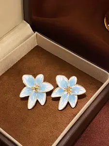 KRENOZ Rhodium-Plated Floral Shaped Studs