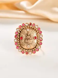 Voylla Gold-Plated Opulence Sri Mahalakshmi Mudrika Temple Ring