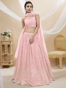 DIVASTRI Embellished Sequinned Semi-Stitched Lehenga & Unstitched Blouse With Dupatta