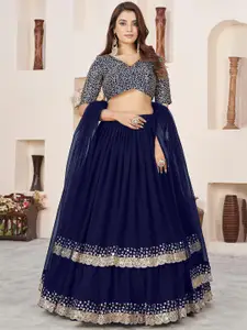 DIVASTRI Embellished Sequinned Semi-Stitched Lehenga & Unstitched Blouse With Dupatta