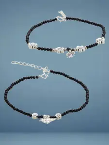 ATIBELLE Silver-Plated Artificial Stones and Beads Anklet