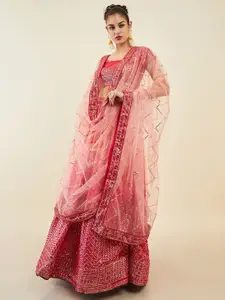 DIVASTRI Embellished Sequinned Semi-Stitched Lehenga & Unstitched Blouse With Dupatta