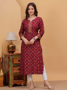 DRESSAR Women Floral Printed Asymmetric Kurta