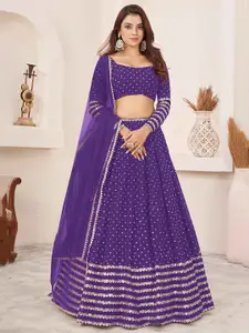 DIVASTRI Embellished Sequinned Semi-Stitched Lehenga & Unstitched Blouse With Dupatta