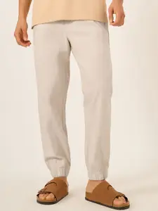 Styli Men Elasticated Cuff Contrast Drawcord Relaxed Fit Linen Jogger