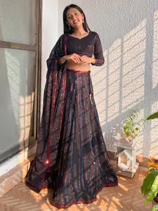 DIVASTRI Embellished Sequinned Semi-Stitched Lehenga & Unstitched Blouse With Dupatta