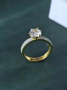 Voylla Gold-Plated Sparkling Elegance Stellar Glow American Diamond Ring