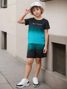 INCLUD Boys Self Design T-shirt with Shorts