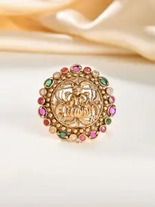 Voylla Gold-Plated Opulence Kanaka Lakshmi Temple Ring