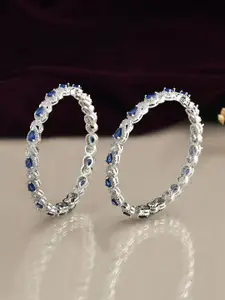 Voylla Set Of 2 Rhodium-Plated Royal Romance Victoria Bangles