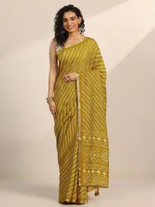 Libas leheriya saree with a solid blouse piece