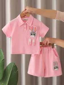 INCLUD Girls Embroidered Polo Collar T-shirt with Shorts