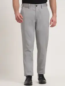 JADE BLUE Men Textured Printed Slim Fit Trousers