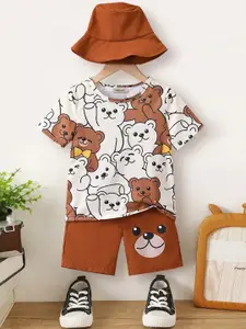 INCLUD Boys Animal Printed T-shirt With Shorts And Hat