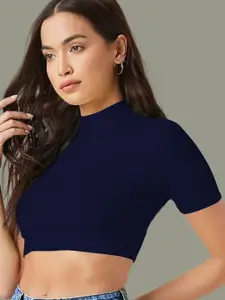 Dream Beauty Fashion Women High Neck Fitted Crop Top