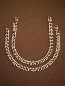 Kushal's Fashion Jewellery Gold-Plated Artificial Stones Anklet