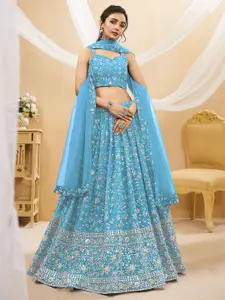 DIVASTRI Embellished Sequinned Semi-Stitched Lehenga & Unstitched Blouse With Dupatta