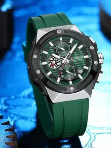 Curren Men Brass Dial & Bracelet Style Straps Analogue Watch CR-8462-Green