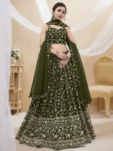 DIVASTRI Embellished Sequinned Semi-Stitched Lehenga & Unstitched Blouse With Dupatta