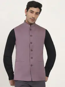 MODI JACKET Men Solid Zip Detail Mandarin Collar Tailored Jacket