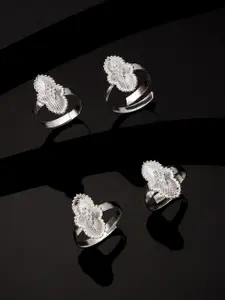 ANIKAS CREATION Set Of 4 Silver-Plated Toe Rings