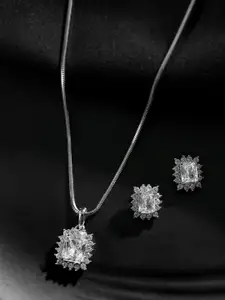 Voylla Sparkling Elegance Celestial Crystal American Diamond Pendant Set