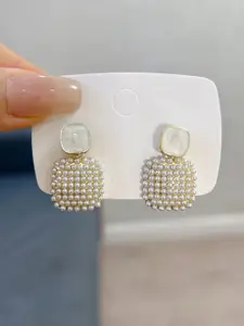 KRENOZ Pearls Square Shaped Drop Earrings