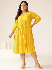 Janasya Plus Size Tiered Ethnic Dress