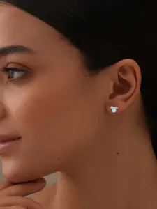 LeCalla 925 Sterling Silver Plated Cubic Zirconia Studded Circular Shaped Studs