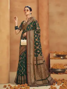 elora Women Woven Design Zari Poly Georgette Banarasi Saree