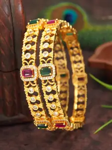 SGA FASHION SGA FASHIO Set Of 2 Gold-Plated AD Studded Temple Bangles