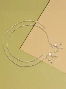 LeCalla 925 Sterling Silver-Plated Artificial Stones Studded And Beaded Anklet