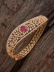 Kushal's Fashion Jewellery Ruby Gold-Plated Party Zircon Kada Bangle