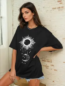 AAHWAN Graphic Printed Drop-Shoulder Sleeves Relaxed Fit T-shirt