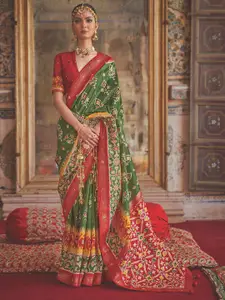 Anouk Ethnic Motifs Silk Blend Pochampally Saree